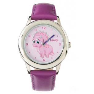 Cute Pink Baby Triceratops Dinosaur Armbanduhr