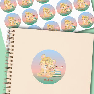 Cute Pink Blue Pastel Baby Tiger mit dem Namen der Etiketten