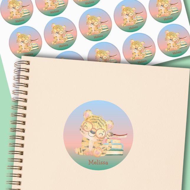 Cute Pink Blue Pastel Baby Tiger mit dem Namen der Etiketten (Von Creator hochgeladen)