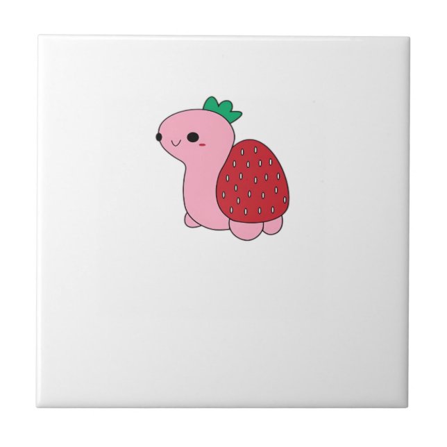 Cute pink blushing strawberry turtle Classic T-Shi Fliese (Vorderseite)