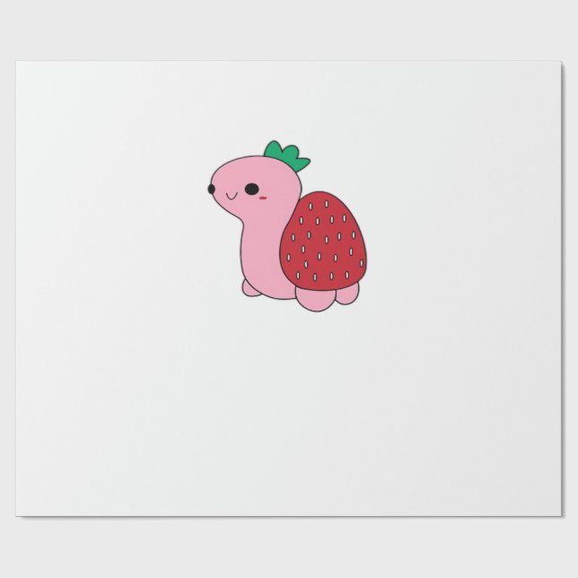 Cute pink blushing strawberry turtle Classic T-Shi Geschenkpapier (Flach)