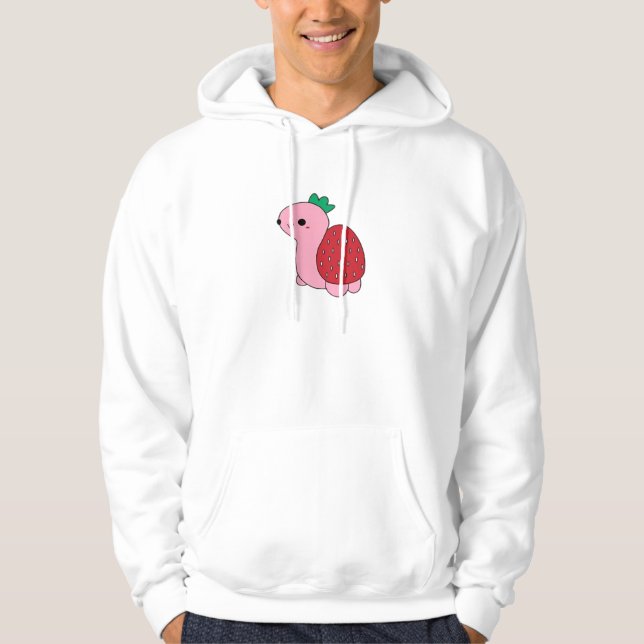 Cute pink blushing strawberry turtle Classic T-Shi Hoodie (Vorderseite)