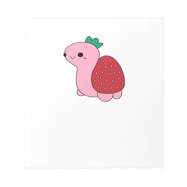 Cute pink blushing strawberry turtle Classic T-Shi Notizblock (Vorderseite)
