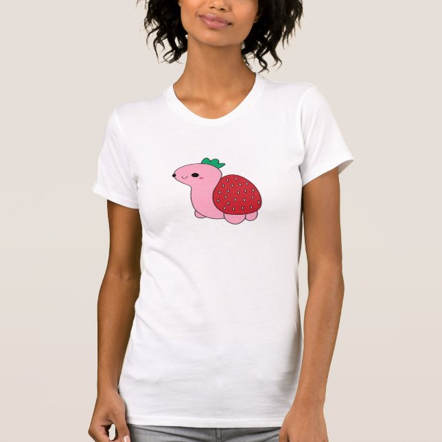 Cute pink blushing strawberry turtle Classic T-Shi T-Shirt (Vorderseite)