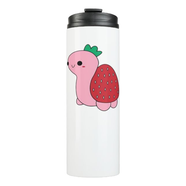 Cute pink blushing strawberry turtle Classic T-Shi Thermosbecher (Vorderseite)