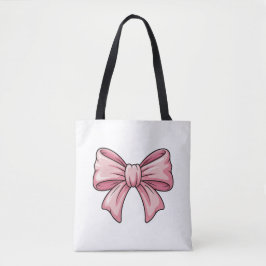 Cute Pink Bow Coquette Aesthetic Canvas Tote Bag