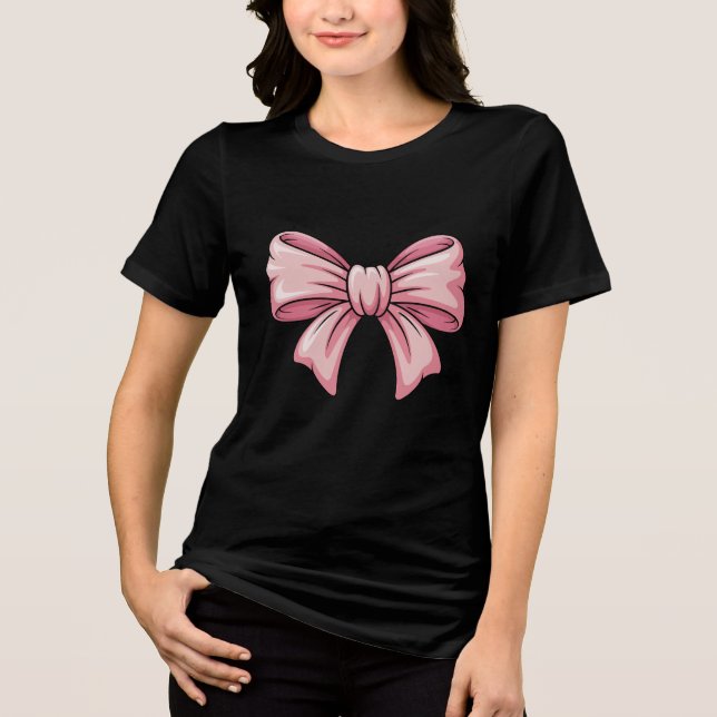 Cute Pink Bow Coquette Aesthetic Women's  Tri-Blend Shirt (Vorderseite)