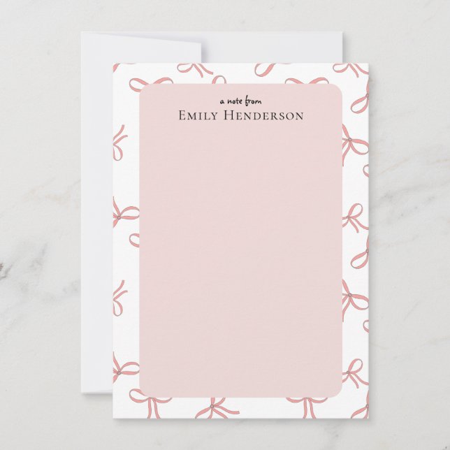 Cute Pink Bow Girly Coquette Frame  Mitteilungskarte (Vorderseite)