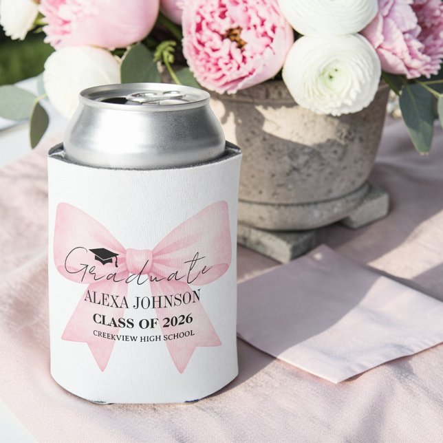 Cute Pink Bow Graduation Cap Graduate Dosenkühler (Von Creator hochgeladen)