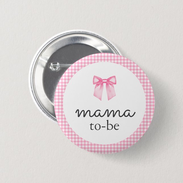 Cute Pink Bow Mama To Be Button (Vorne & Hinten)