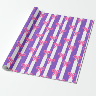  Cute Pink Bow Purple Stripe Pattern Girly Geschenkpapier