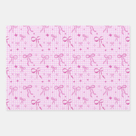 Cute Pink Bow Wrapping Paper Geschenkpapier Set
