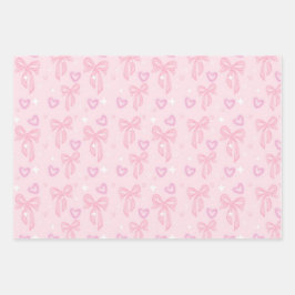 Cute Pink Bow Wrapping Paper Geschenkpapier Set