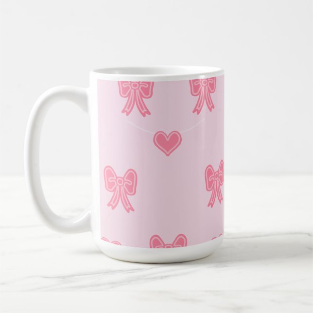 Cute Pink Bows and Hearts Coque Kaffeetasse (Links)