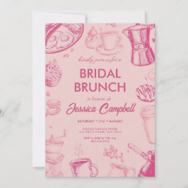Cute Pink Bridal Brunch With Bride Bridal Shower Einladung