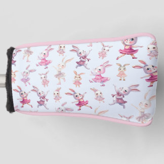 Cute Pink Bunnies Dancing Pattern Golf Headcover