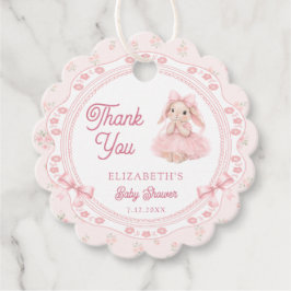 Cute Pink Bunny Baby Shower Thank You Geschenkanhänger