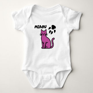 Cute Pink Cat “MIAOU” Baby Bodysuit Baby Strampler