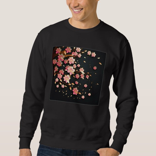 Cute Pink Cherry Blossom Illustration Flowers Mini Sweatshirt (Vorderseite)