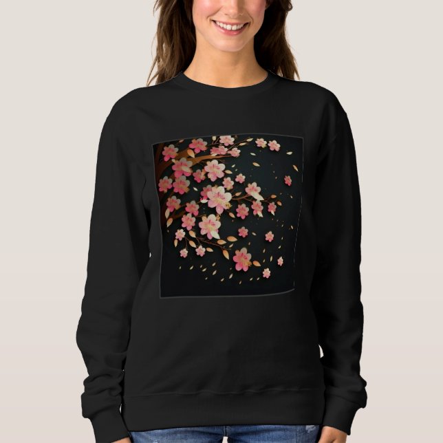 Cute Pink Cherry Blossom Illustration Flowers Mini Sweatshirt (Vorderseite)