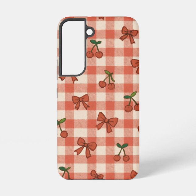 "Cute Pink Cherry Pattern Samsung Galaxy S22 Case  Hülle (Rückseite)