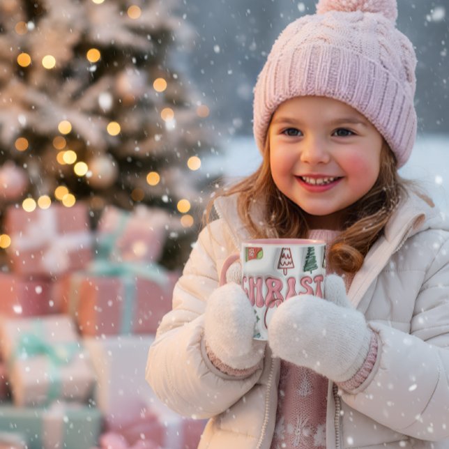 Cute Pink Christmas Cheer Mug Tasse (Von Creator hochgeladen)