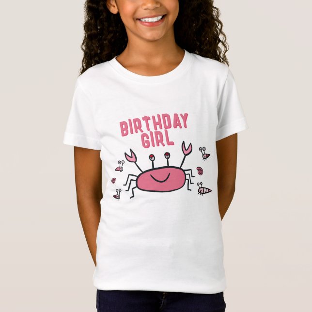 Cute Pink Crab Sea Animals Girl Guest of Honor T-Shirt (Vorderseite)