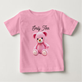Cute Pink Crocheted Baby Girl's Personalized T-shirt