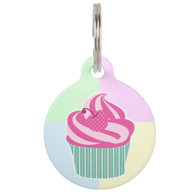 Cute Pink Cupcake Pastel Colors Haustiermarke (Vorderseite)