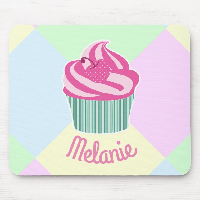 Cute Pink Cupcake Pastel Colors Personalised Mousepad (Vorne)