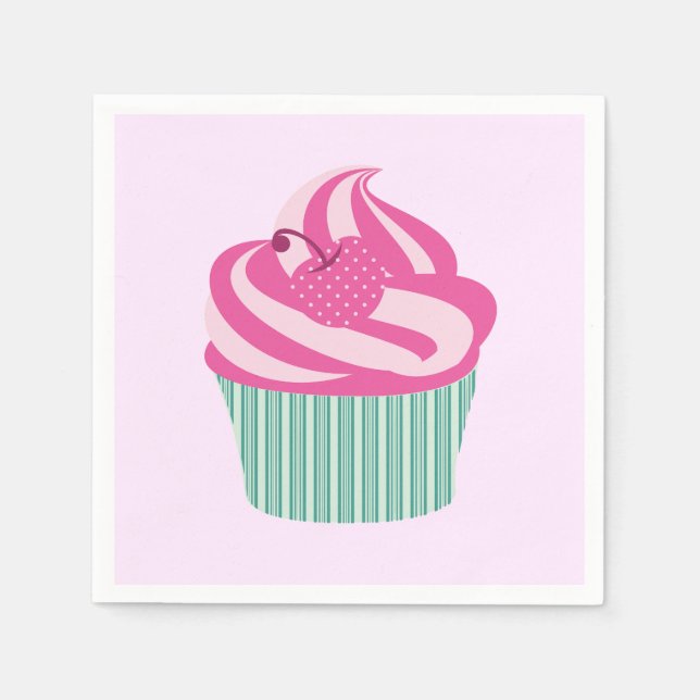 Cute Pink Cupcake Pastel Pink Serviette (Vorderseite)