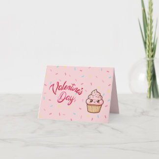 Cute Pink Cupcake Valentine's Day Card Karte