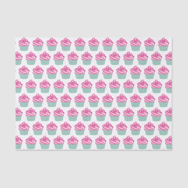 Cute Pink Cupcakes Pattern Pastel Pink Seidenpapier (Vorderseite)