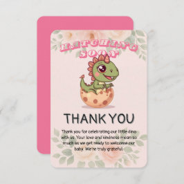 Cute Pink Dino Hatching Soon Dankeskarte