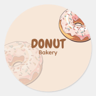 Cute Pink Donut Bakery Runder Aufkleber