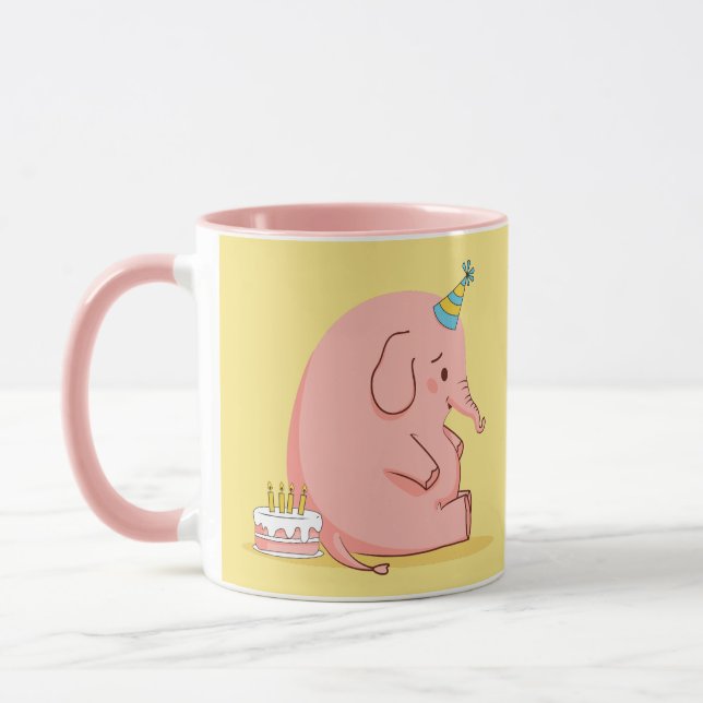 Cute Pink Elephant Birthday Mug – Custom Name Gift Tasse (Links)