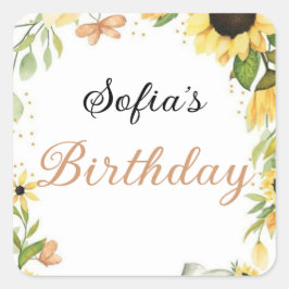 Cute Pink fairy Coquette primer cumpleaños Quadratischer Aufkleber