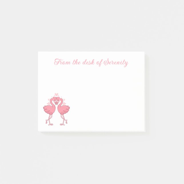 Cute Pink Flamingo Love Tropical Hawaiian Beach Post-it Klebezettel (Vorderseite)