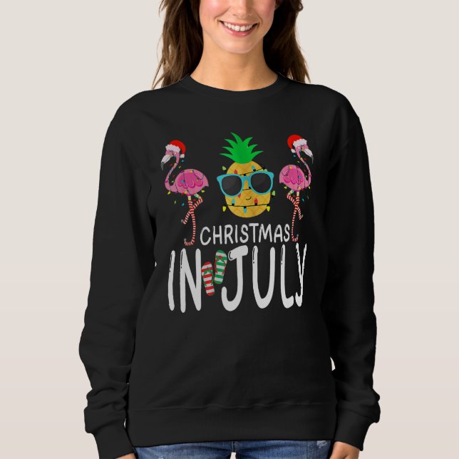 Cute Pink Flamingo Summer Xmas Christmas In July Sweatshirt (Vorderseite)