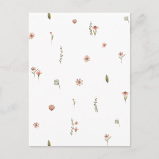 Cute Pink Flowers Spring Floral Card. Postkarte