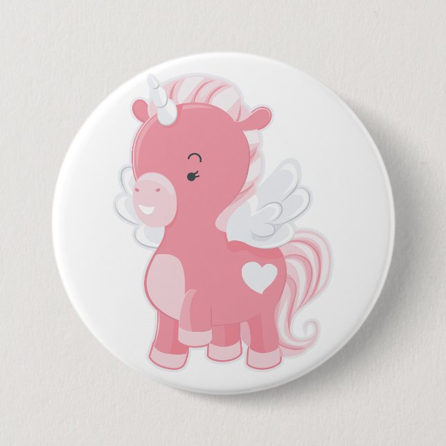 Cute Pink Flying Unicorn Pegacorn Button (Vorderseite)