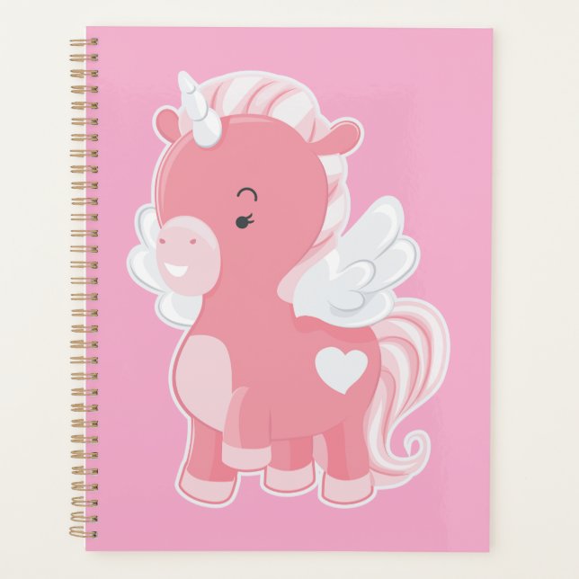 Cute Pink Flying Unicorn Pegacorn Planer (Vorderseite)