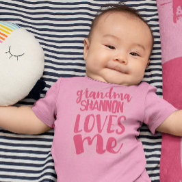 Cute Pink Grandma LOVES Me Baby Strampler