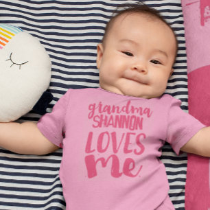 Cute Pink Grandma LOVES Me Baby Strampler
