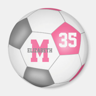 cute pink gray girls custom soccer magnet