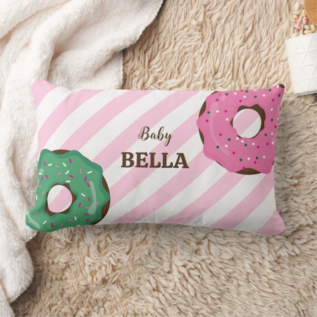 Cute Pink & Green Donut Baby Throw Pillow Lendenkissen (Decke)