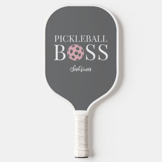 Cute Pink Grey Pickleball Boss  Pickleball Schläger (Vorderseite)