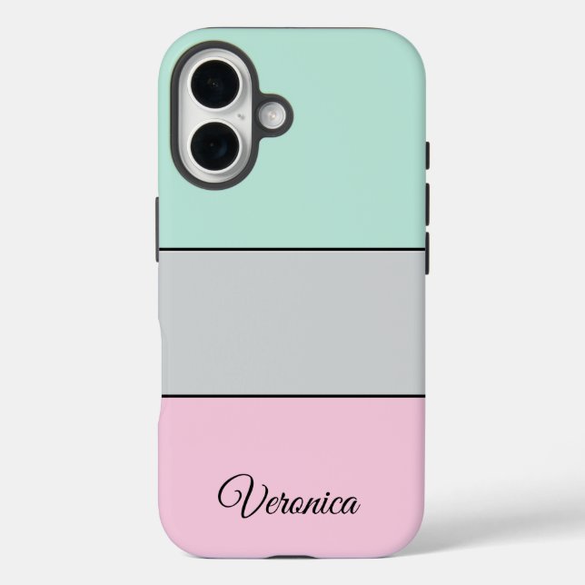 Cute Pink Grey Teal Personalized Phone Case-Mate iPhone Hülle (Rückseite)