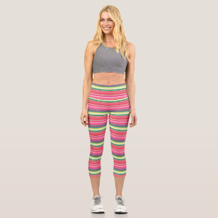 Cute pink grüne Streifen Capri Leggings