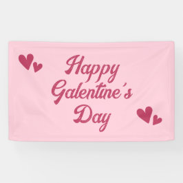 Cute Pink Happy Galentines Day Party Banner